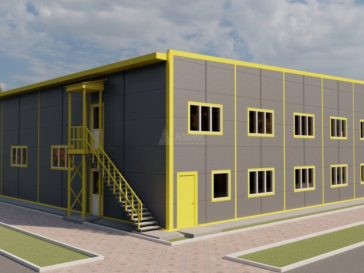 3D визуализация СТО с АБК из сэндвич-панелей - фото 1