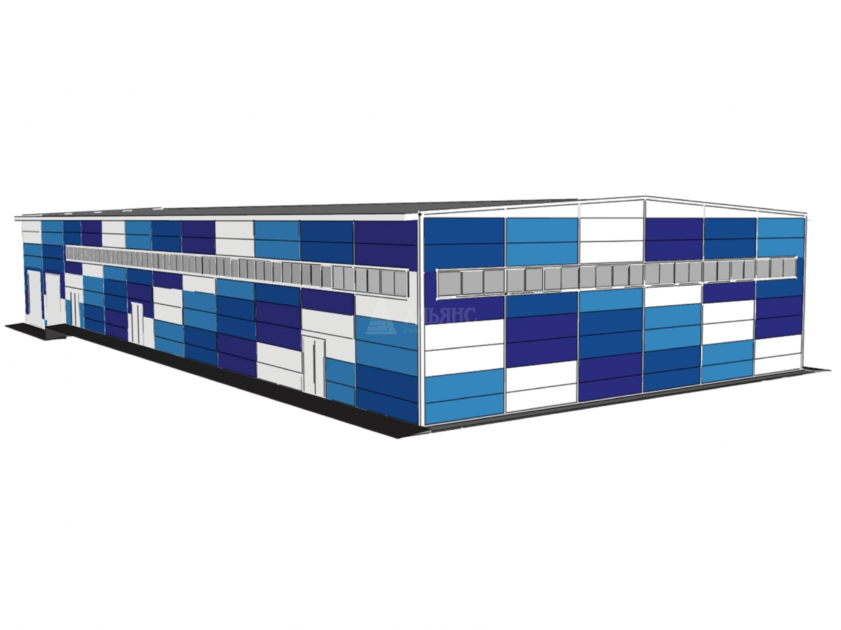 3D визуализация Производственное здание из сэндвич-панелей - фото 6